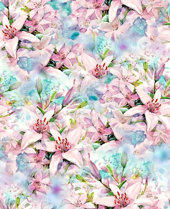 手绘水彩花卉印花华亿平台图片