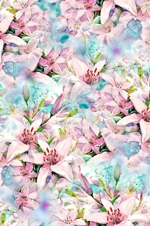 手绘水彩花卉印花华亿平台图片