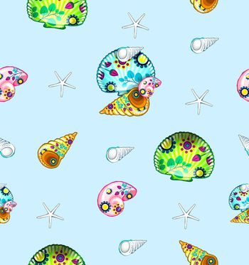 486496-碎花贝壳扇贝海螺海星印花