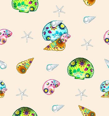 486497-碎花贝壳扇贝海螺海星印花