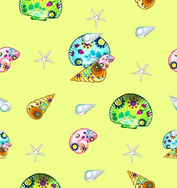 486498-碎花贝壳扇贝海螺海星印花