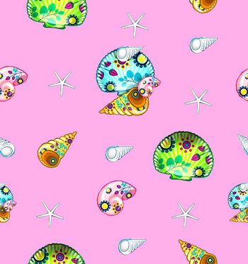 486499-碎花贝壳扇贝海螺海星印花