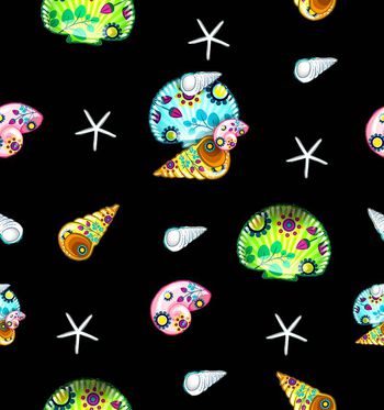 486500-碎花贝壳扇贝海螺海星印花