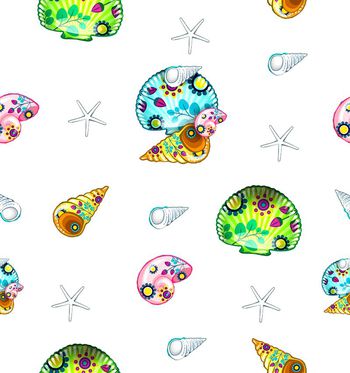 486501-碎花贝壳扇贝海螺海星印花