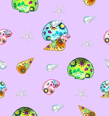 486502-碎花贝壳扇贝海螺海星印花