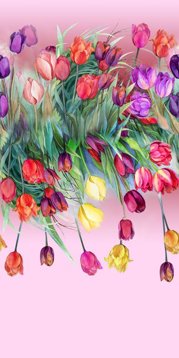 486660-大气 水彩手绘郁金香 休闲风