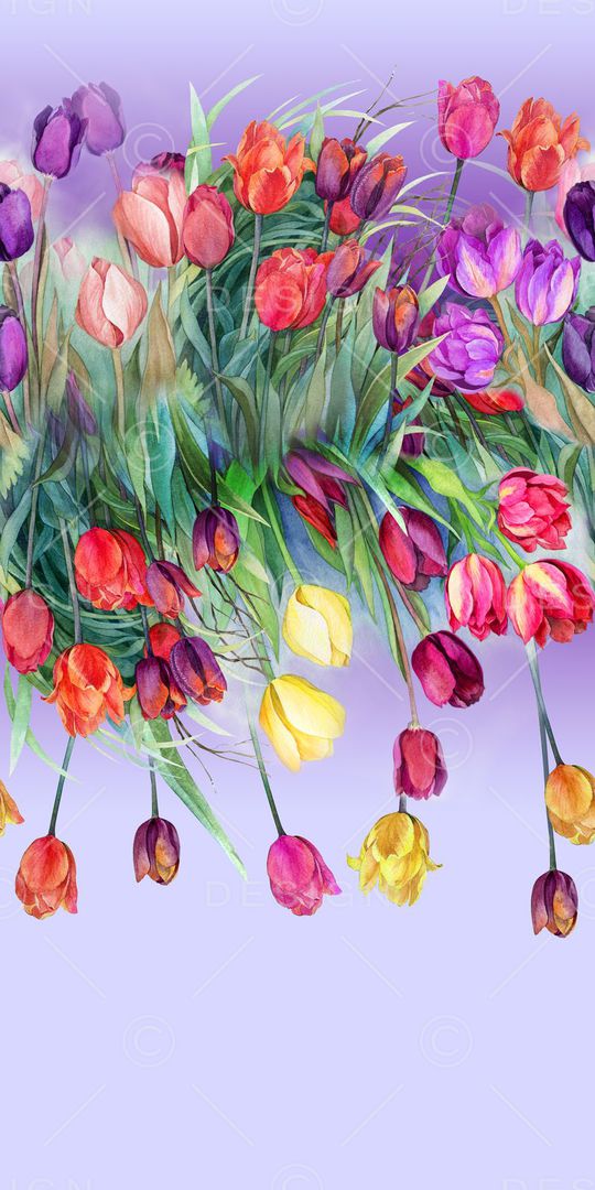 休闲 手绘郁金香印花华亿平台图片