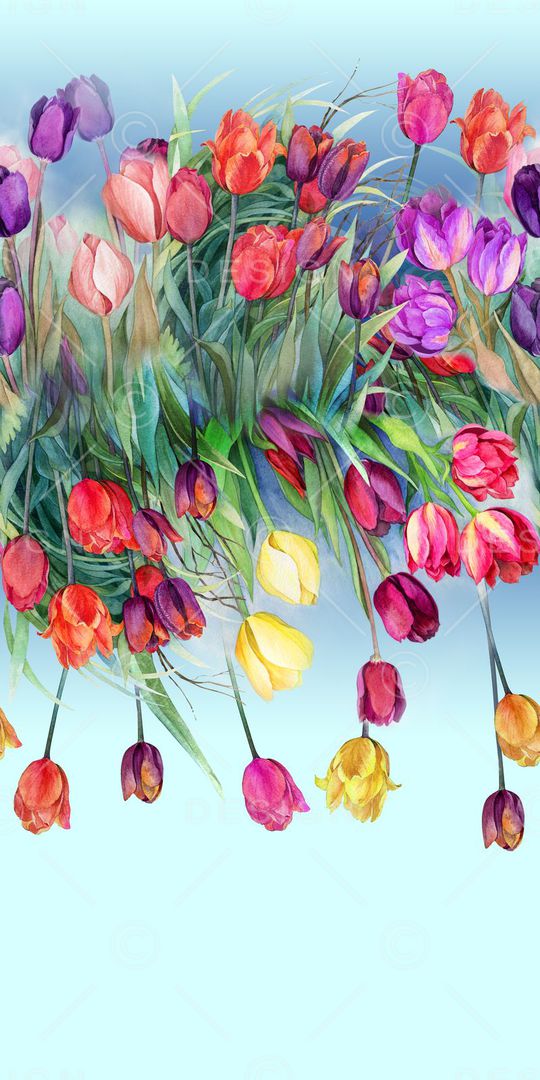 休闲 手绘郁金香印花华亿平台图片