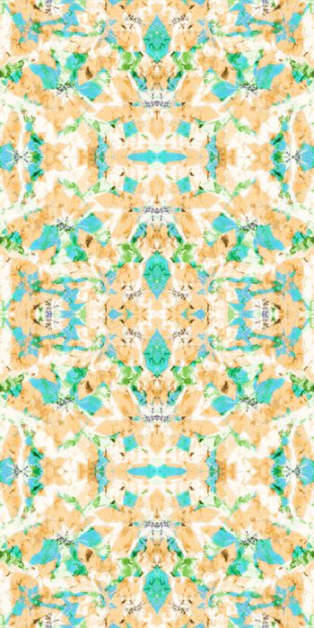 487133-手绘风抽象花卉叶片几何对称