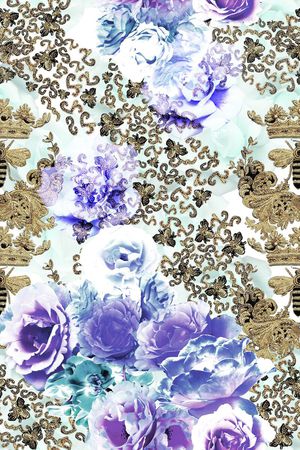 紫色花卉印花华亿平台图片