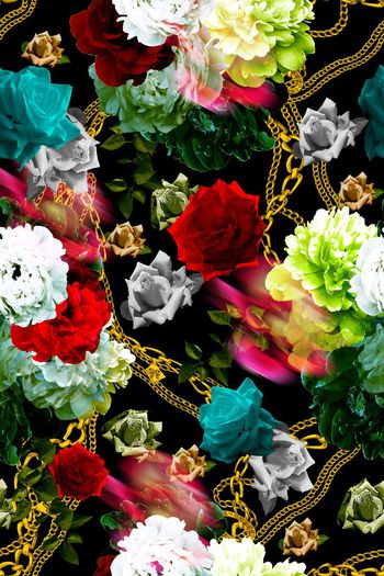 487437-复古大牌花卉女士休闲装大牌女装