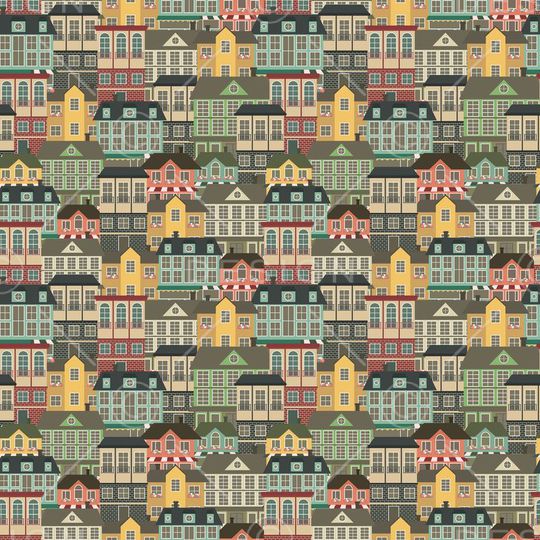 卡通  房子印花华亿平台图片