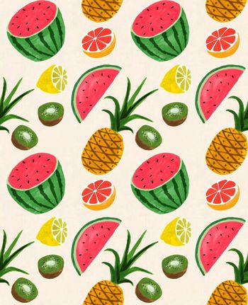 热带水果印花华亿平台图片