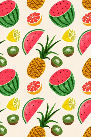 热带水果印花华亿平台图片