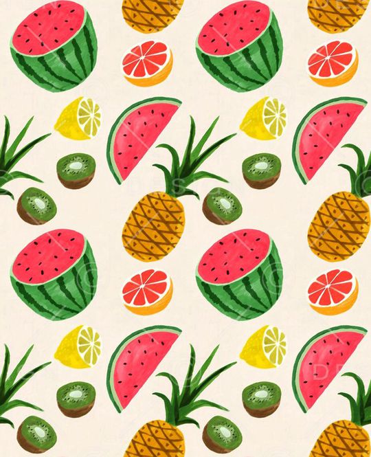 热带水果印花华亿平台图片