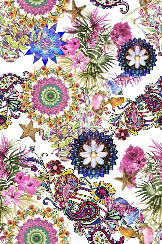 手绘民族风印花华亿平台图片