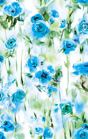 488221-中国风 传统水彩 花卉 女装 窗帘