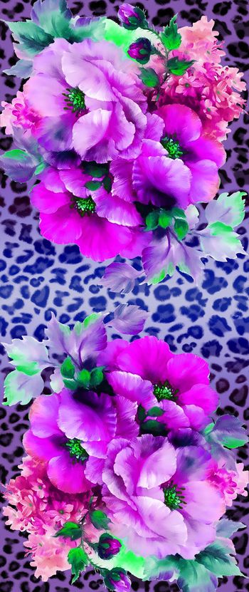 488323-时尚 水彩 花卉 动物纹 丝巾 围