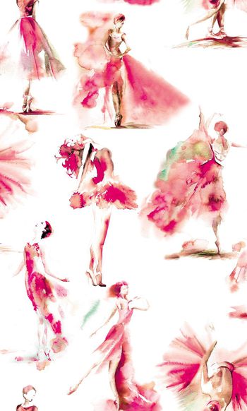 488773-复古手绘水彩 人物 舞者 女装华亿平台