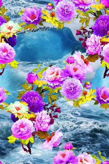 488784-时尚 花卉 照片景观 组合 长裙 