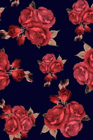 复古潮流红花印花华亿平台图片