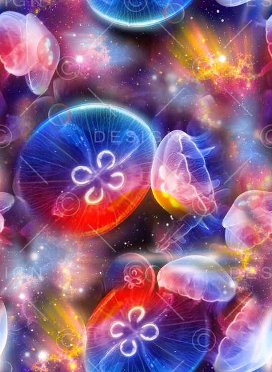 抽象星空幻彩水母印花华亿平台图片