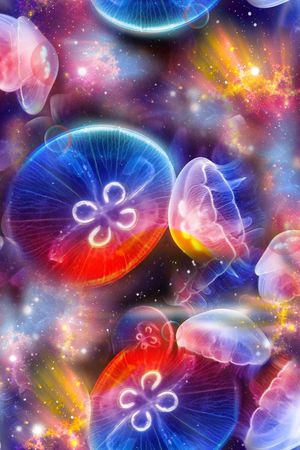 抽象星空幻彩水母印花华亿平台图片