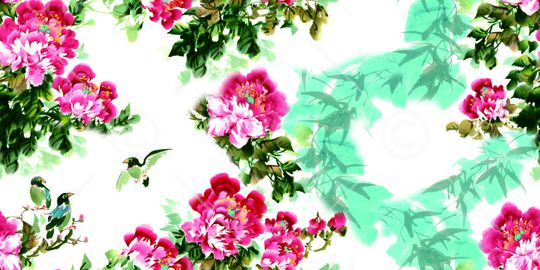 抽象手绘印花华亿平台图片