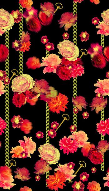 489609-复古玫瑰花 铁链 女士大牌秋冬装