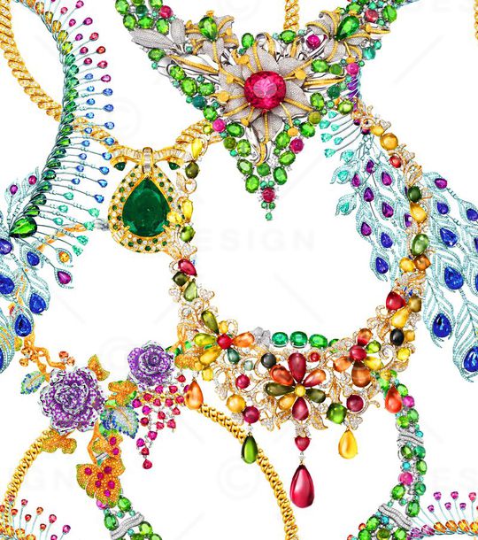 MAX-珠宝花卉印花华亿平台图片