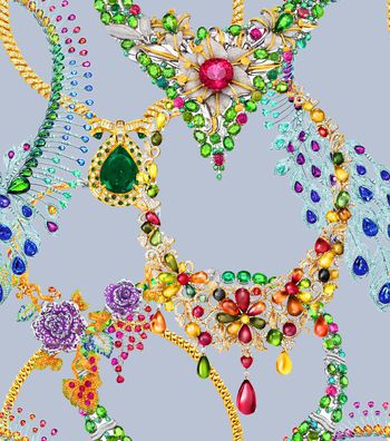 489615-流行时尚珠宝宝石印花  -珠宝系列