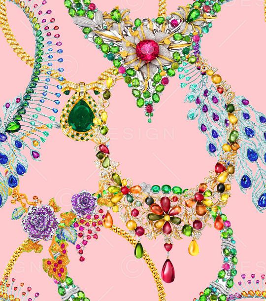 MAX-珠宝花卉印花华亿平台图片