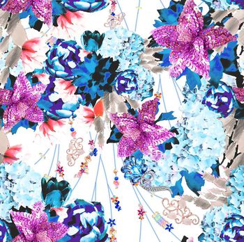 489639-流行时尚珠片珠宝宝石手绘印花 -珠