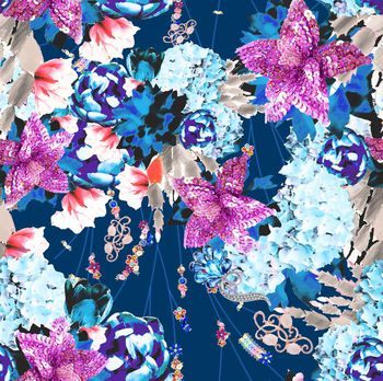 489640-流行时尚珠片珠宝宝石手绘印花 -珠