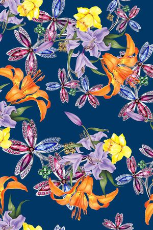 MAX-珠宝花卉印花华亿平台图片