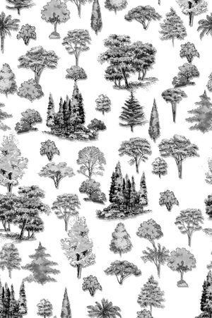 手绘风景印花华亿平台图片