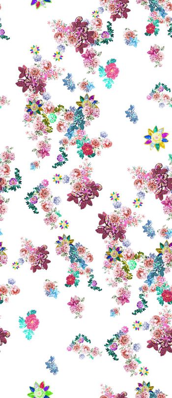 489747-流行时尚手绘花卉珠片宝石印花 -珠