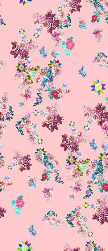 489750-流行时尚手绘花卉珠片宝石印花 -珠