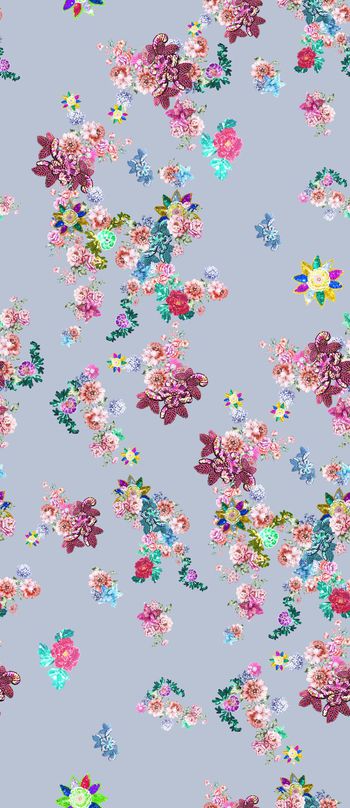 489752-流行时尚手绘花卉珠片宝石印花 -珠