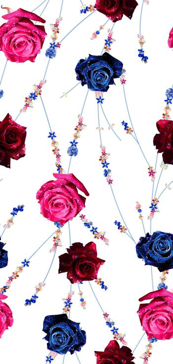 489816-流行时尚水珠玫瑰珠宝宝石印花 -珠