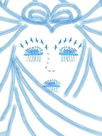 489993-原创时尚潮流抽象小清新蒙面纱巾女神