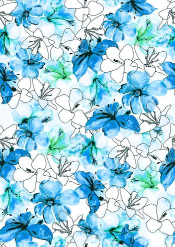 490213-复古 手绘 花卉 水彩 女装华亿平台