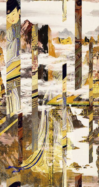 490269-中国风古旧古画山水挂画人物仕女意象