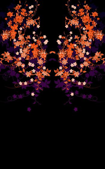 490458-靛蓝小碎花对称镜像男装女装T恤胸前