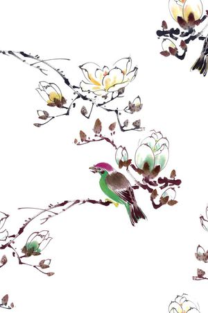 传统花鸟印花华亿平台图片