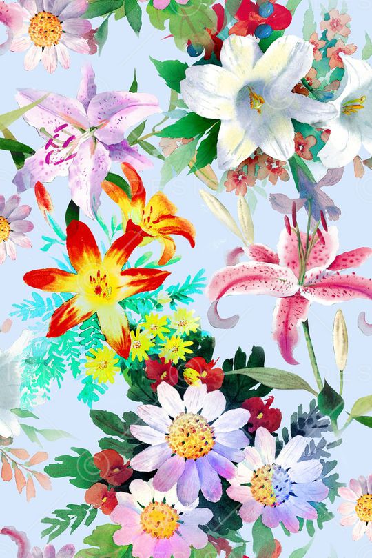 清爽 水彩 写实印花华亿平台图片