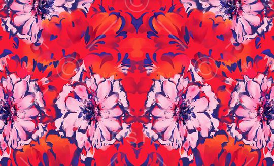 水彩花卉印花华亿平台图片