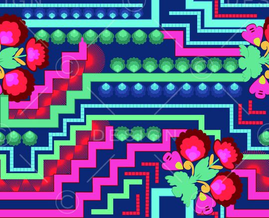 传统  花卉  民族印花华亿平台图片