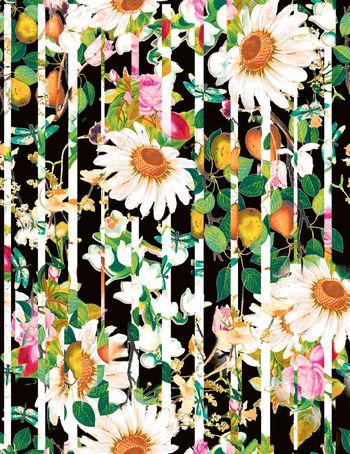 490823-原创几何条纹花卉肌理华亿平台