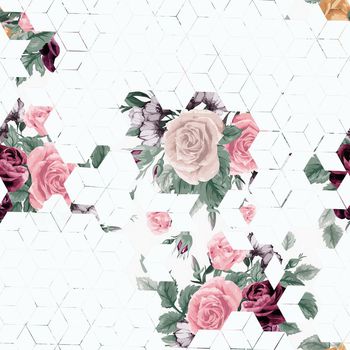 花卉拼接印花华亿平台图片